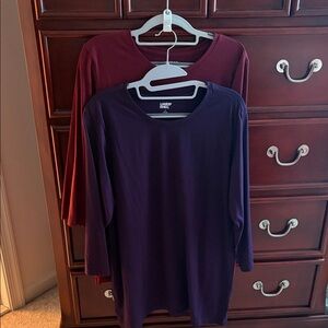 Lands' End 3/4 Sleeve Tunic Tees- Set of 2